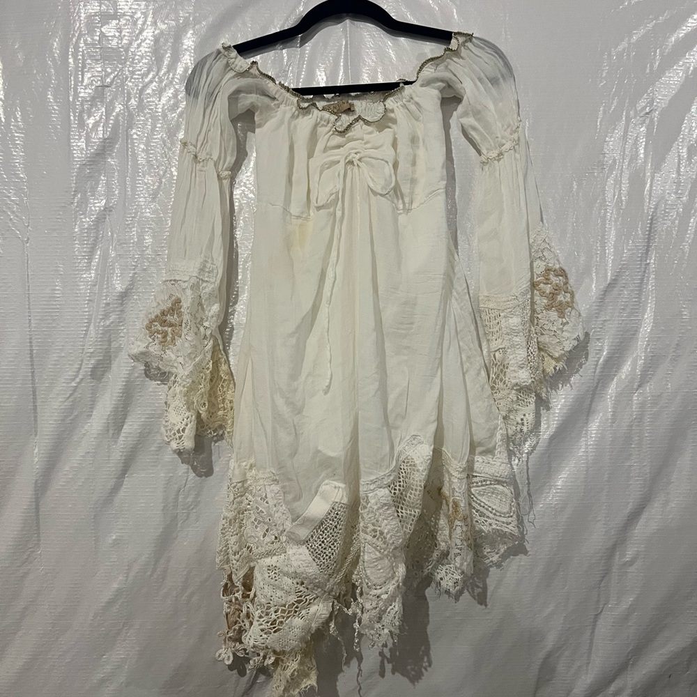 Anjuna Cream Lace Off The Shoulder Dress Size XS